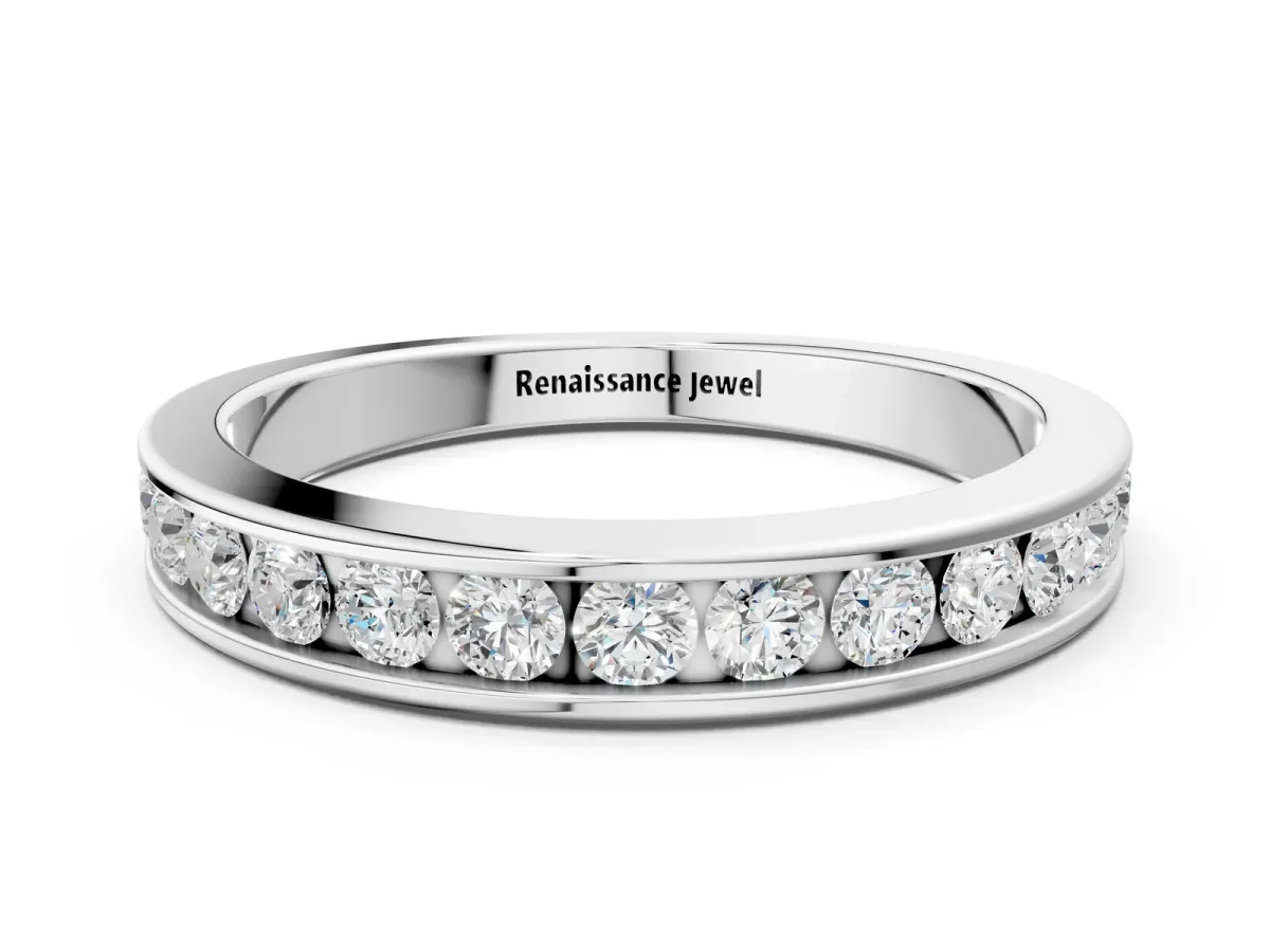 Channel Set Round Diamond Eternity Band Silver