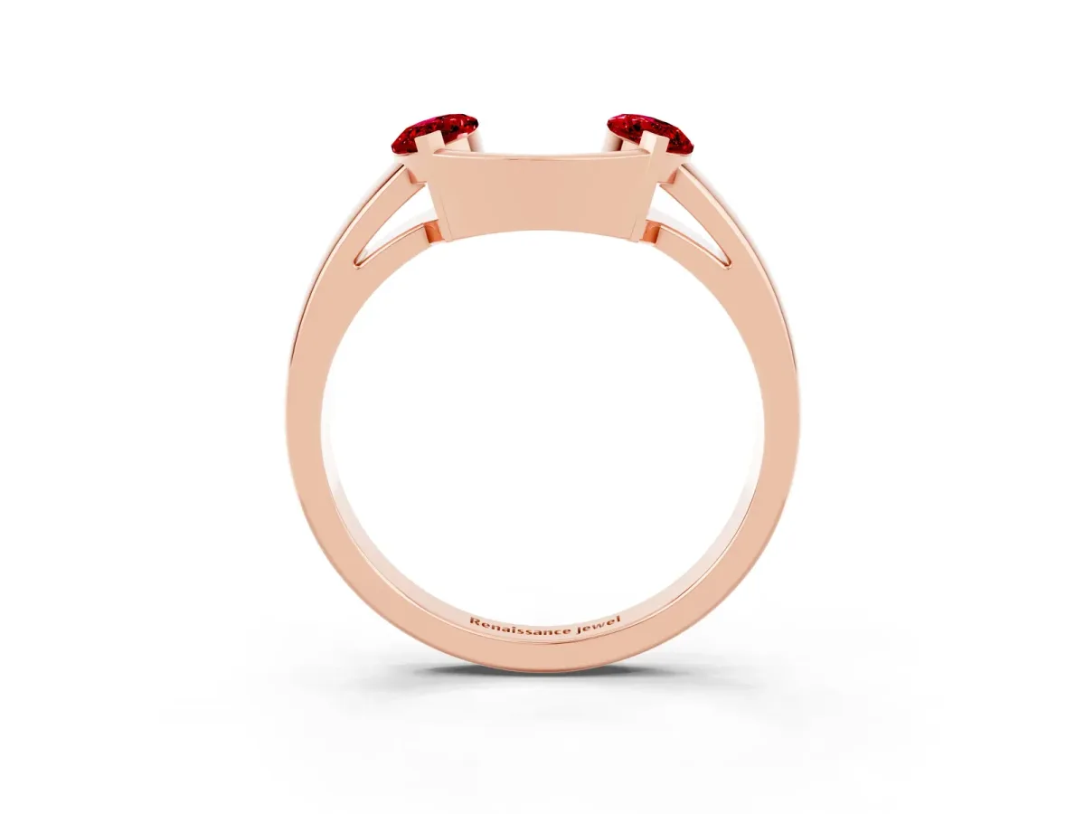 Marquise Ruby Open Band Ring with Tension Setting Rose gold