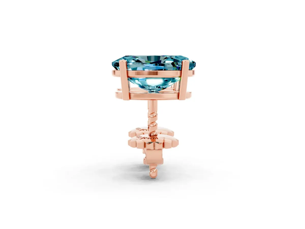 Oval Cut Blue Topaz Stud Earrings Rose gold