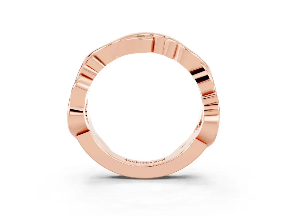 Marquise Peridot Vine Eternity Band with Bezel Setting Rose gold