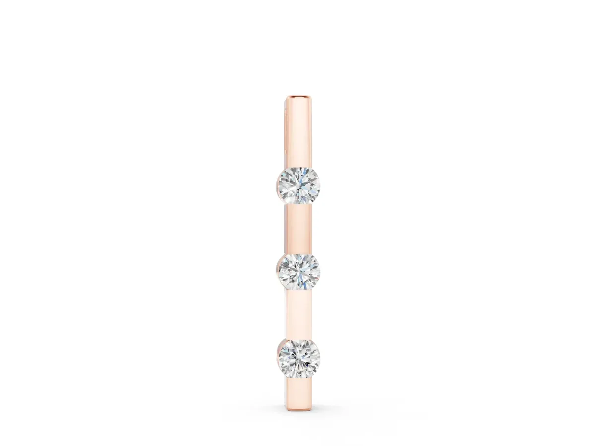 Three-Stone Round Diamond Bar Pendant with Channel Setting Rose gold
