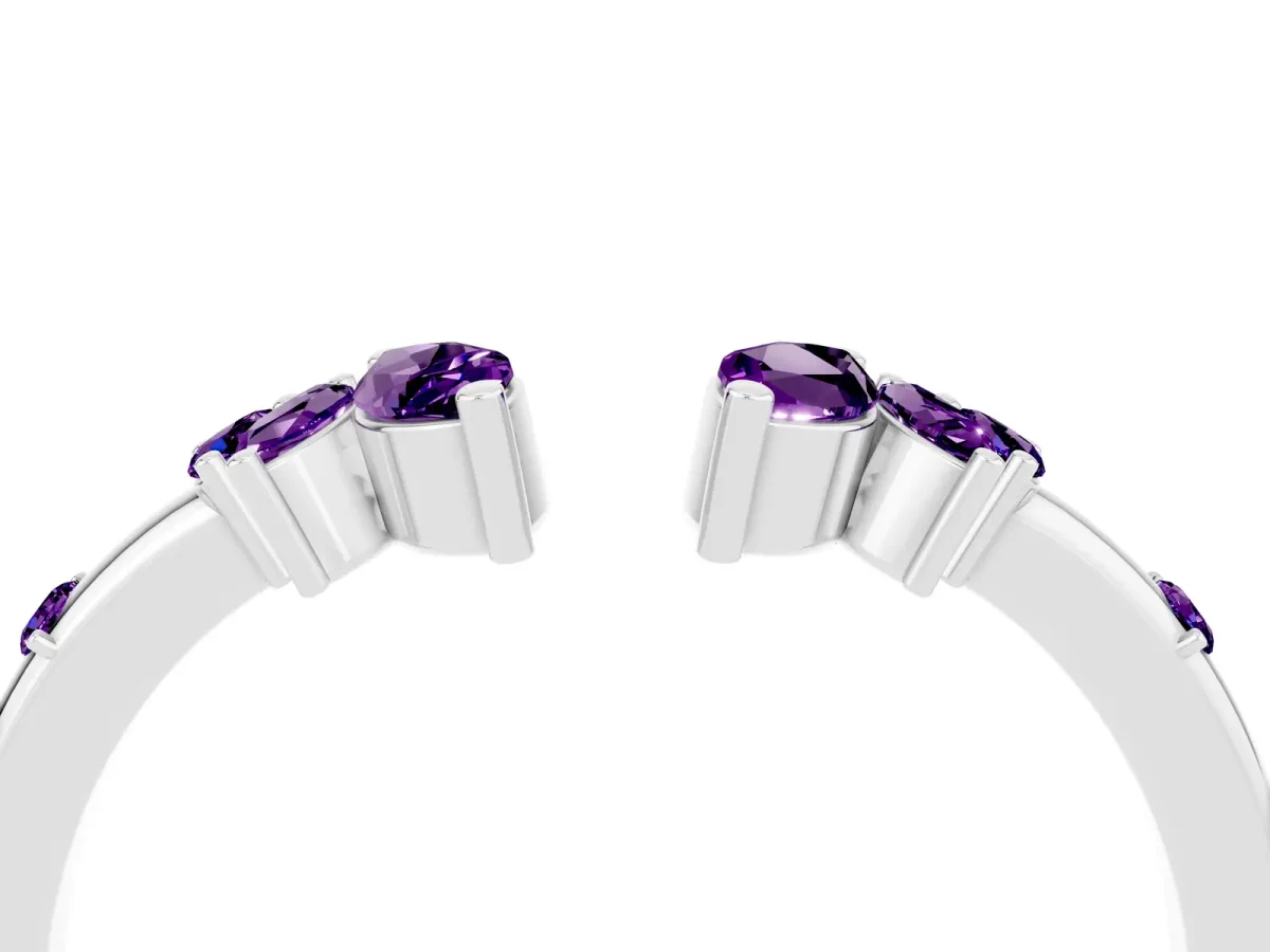 Open Marquise Cluster Amethyst Band with Prong Setting Platinum