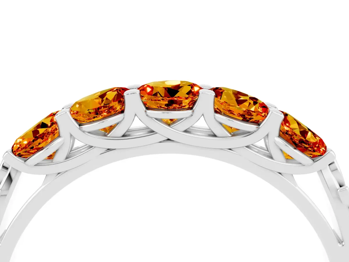 Five-Stone Round Citrine Prong-Set Band Platinum