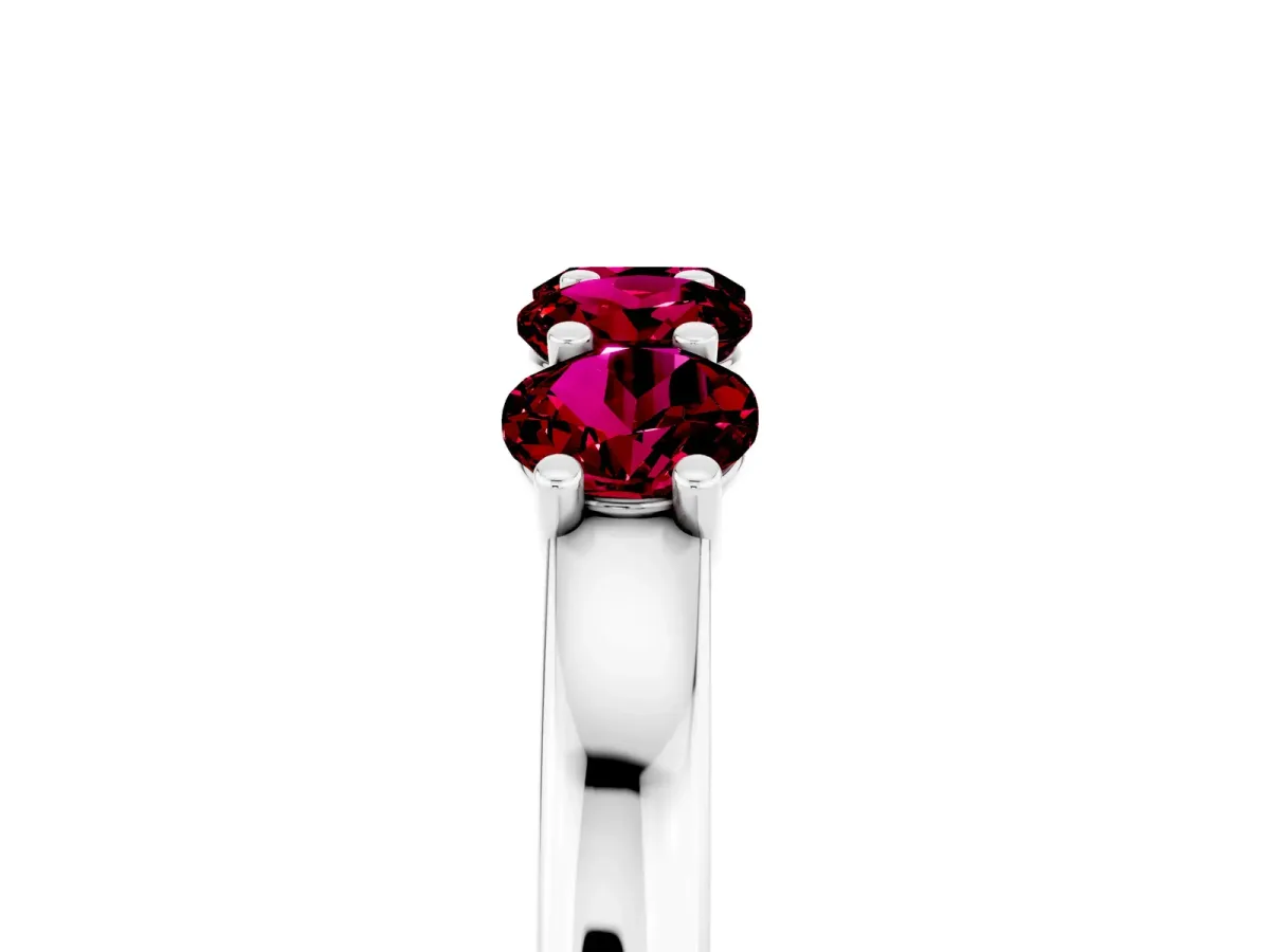 Four-Stone Round Garnet Prong-Set Band Silver