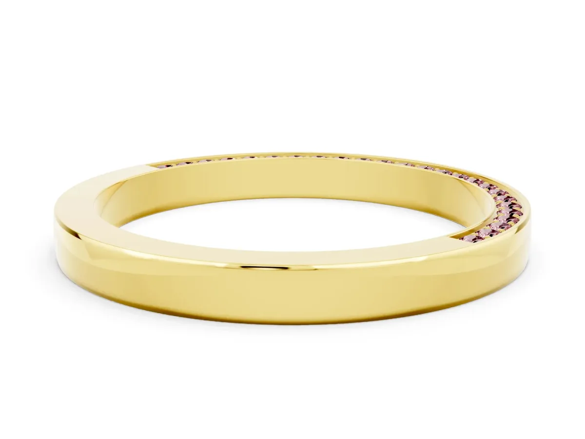 Pavé Round Morganite Channel Set Band Yellow gold