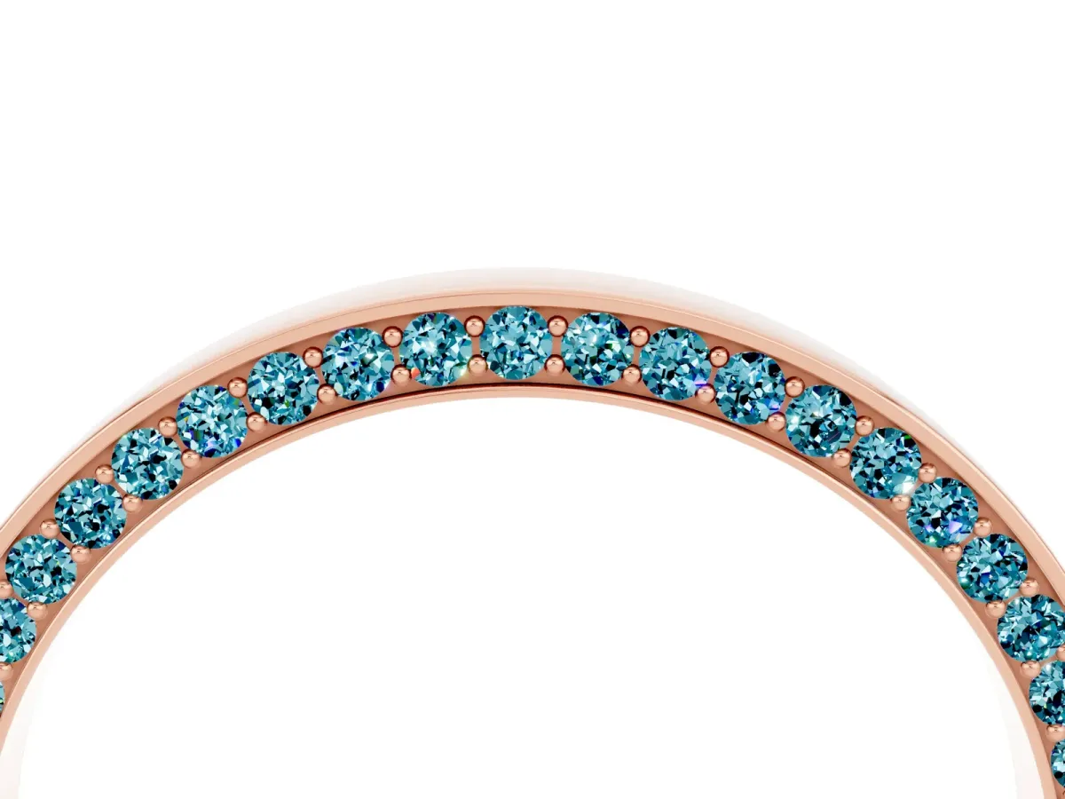 Pavé Round Blue Topaz Channel Set Band Rose gold