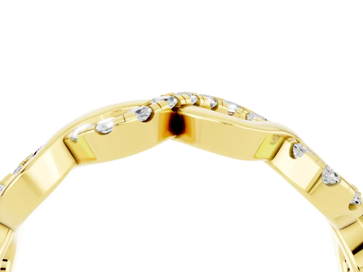 Twist Infinity Round Moissanite Band with Pavé Setting Yellow gold