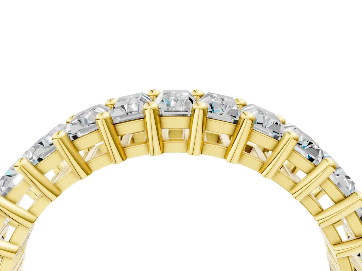 Baguette Cut Eternity Band with Shared Prong Setting Yellow gold