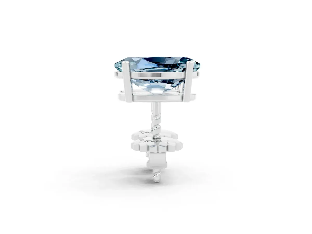 Oval Cut Aquamarine Stud Earrings Platinum