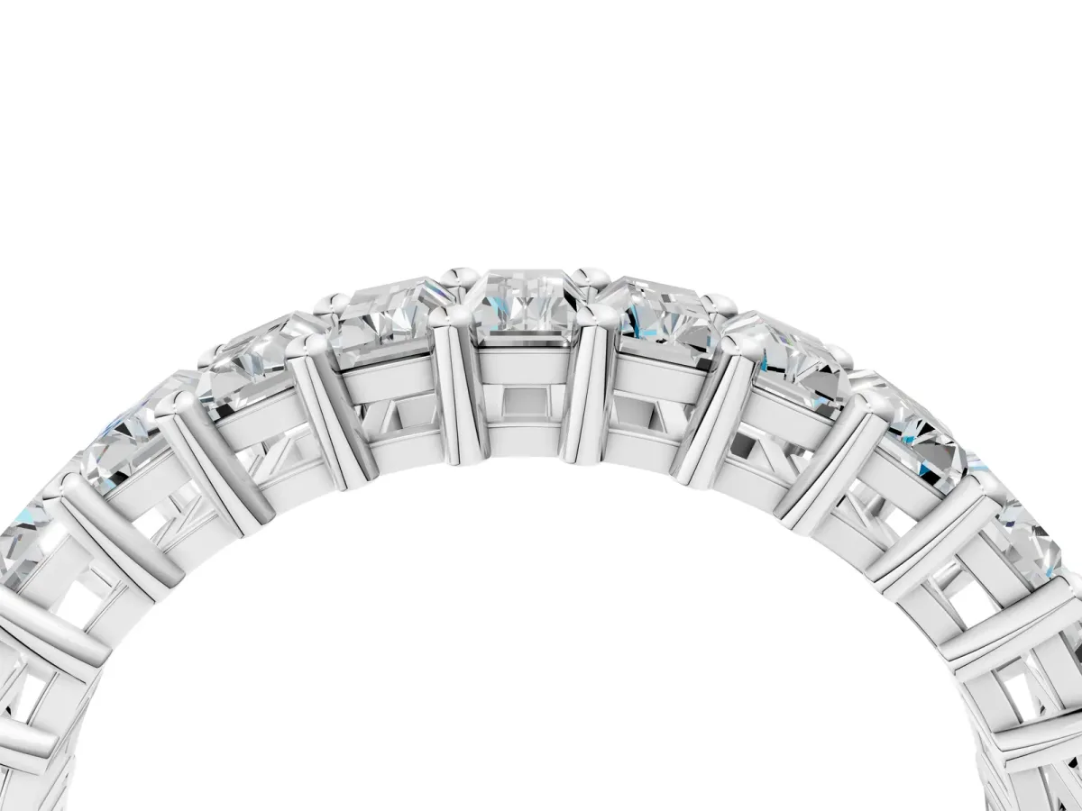 Baguette Cut Eternity Band with Shared Prong Setting White gold