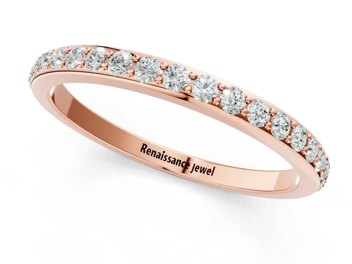 Pavé Round Diamond Eternity Band with Shared Prong Setting Rose gold
