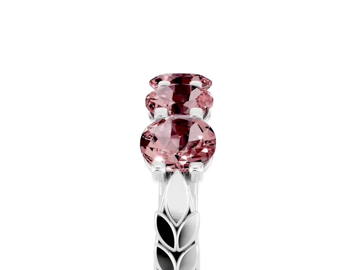 Five-Stone Round Morganite Prong-Set Band Silver