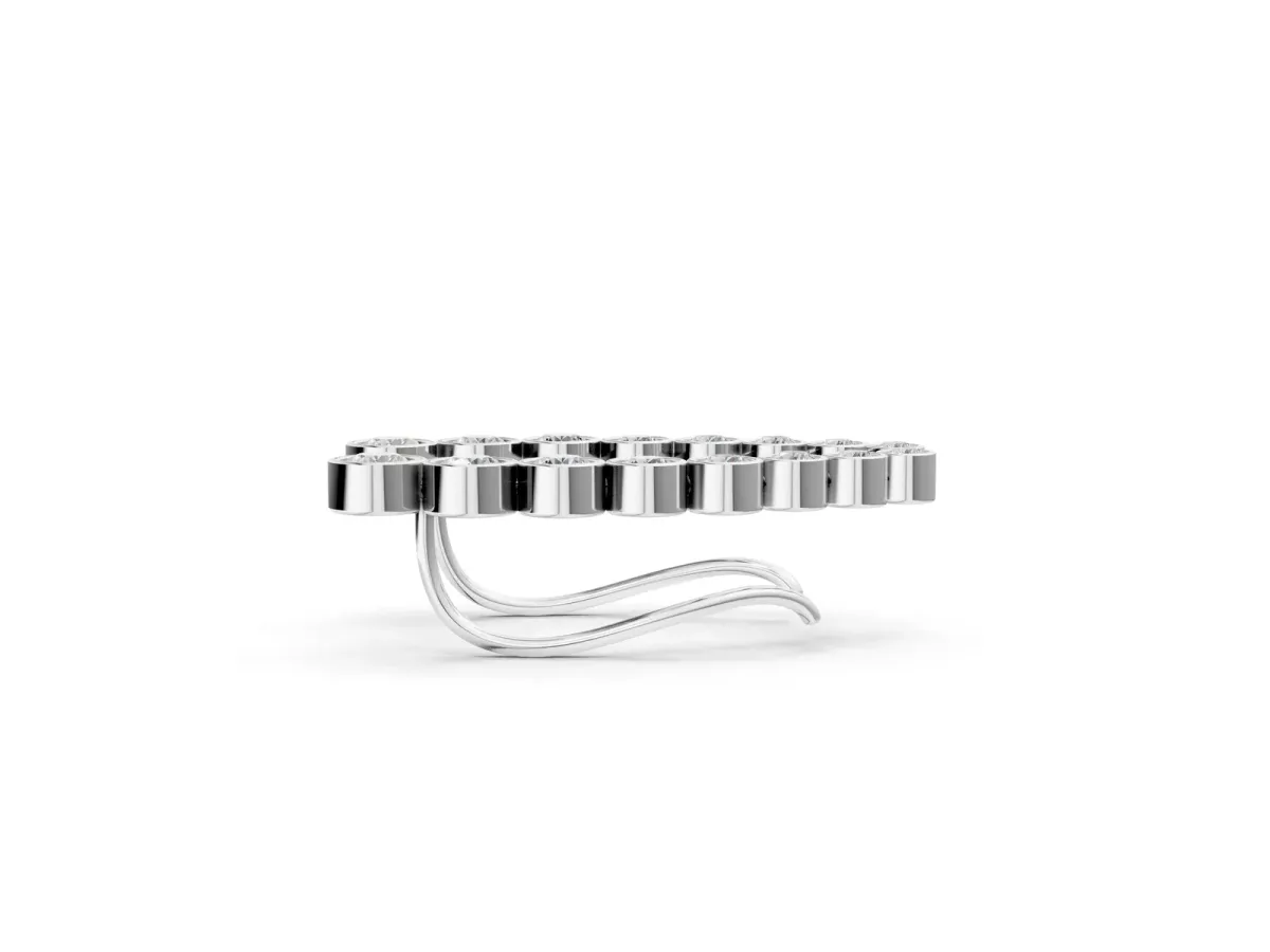 Bezel-Set Round Diamond Climber Earrings Silver