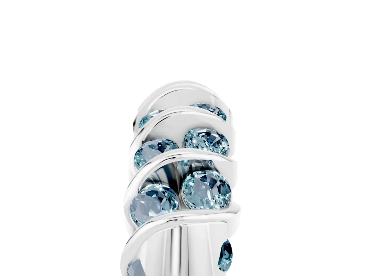 Channel Set Round Aquamarine Multi-Row Band White gold