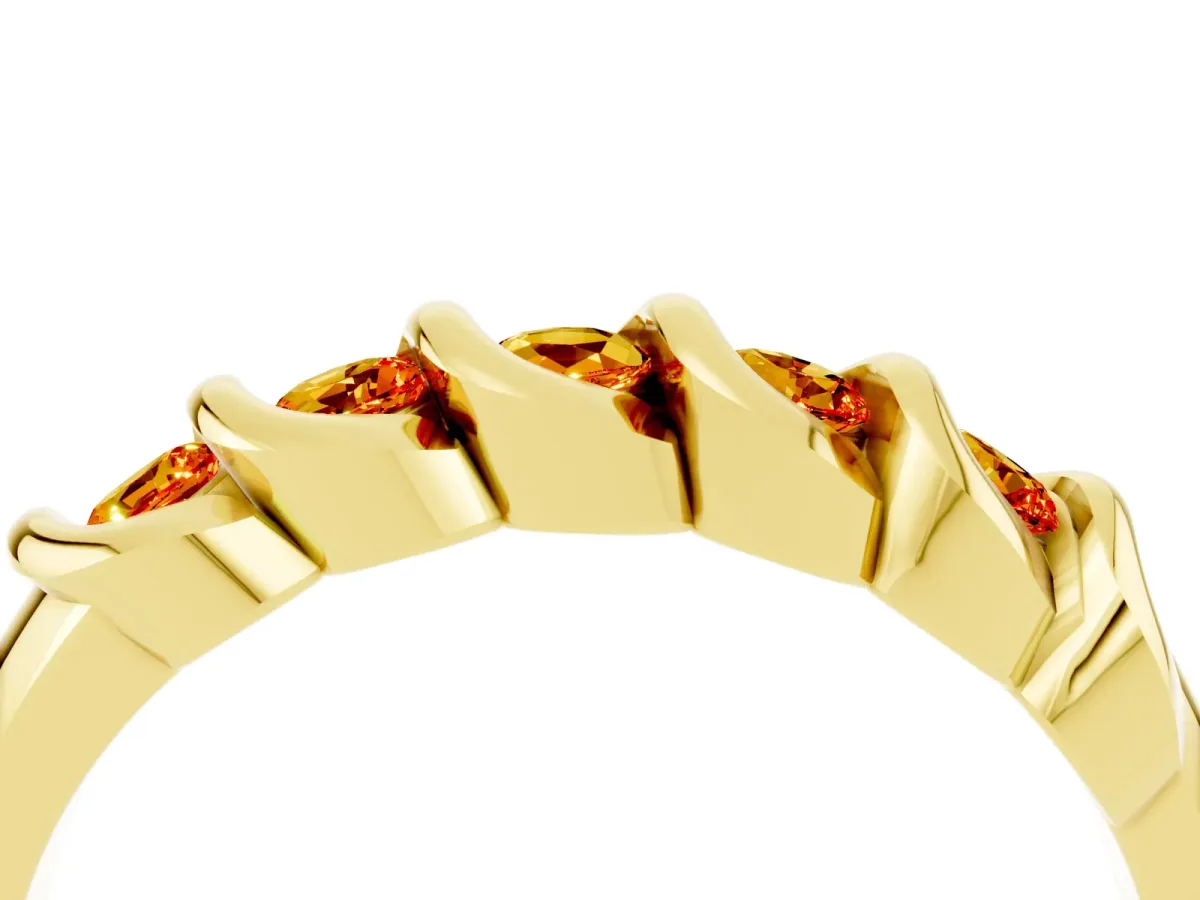 Round Citrine Eternity Band with Twist Prong Setting Yellow gold