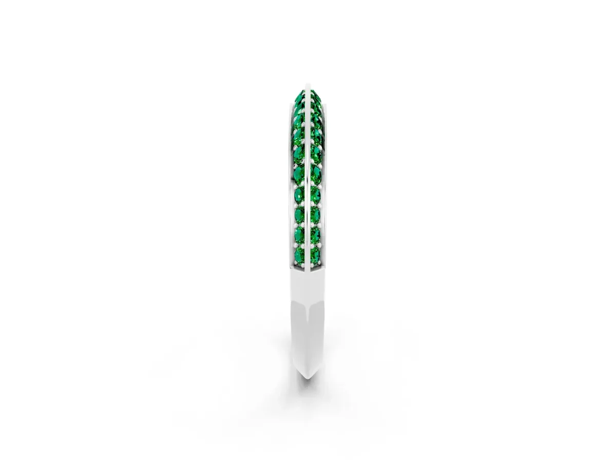 Double Row Pavé Round Emerald Eternity Band with Channel Setting White gold