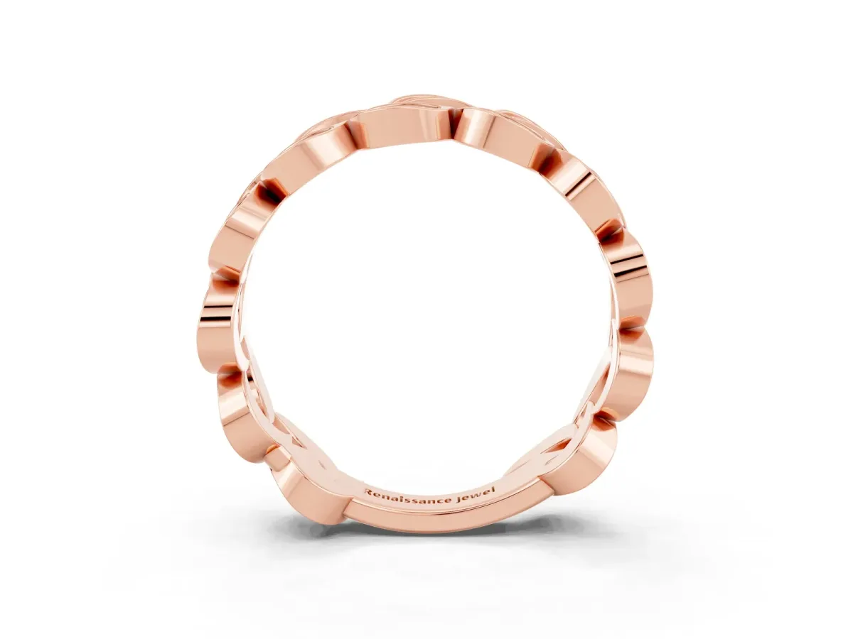 Pavé Round Garnet Interlocking Eternity Band with Bezel Prong Setting Rose gold