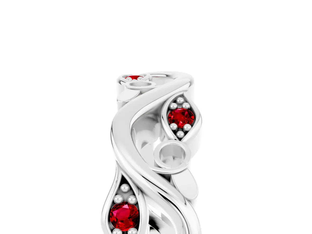 Marquise Ruby Vine Eternity Band with Bezel Setting Silver