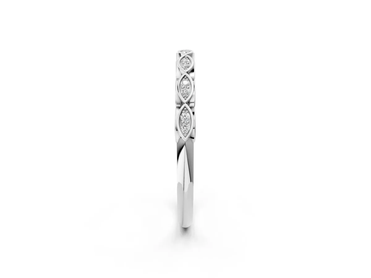 Marquise Diamond Eternity Band with Pavé and Bezel Setting Silver