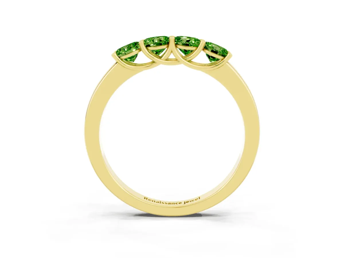 Four-Stone Round Peridot Prong-Set Band Yellow gold