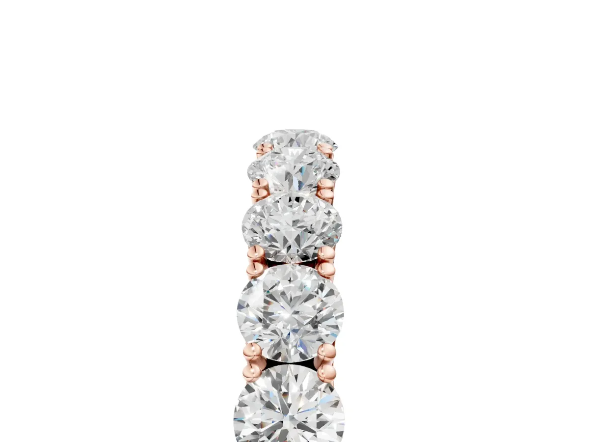 Round Diamond Eternity Band with Pavé Setting and Shared Prong Rose gold