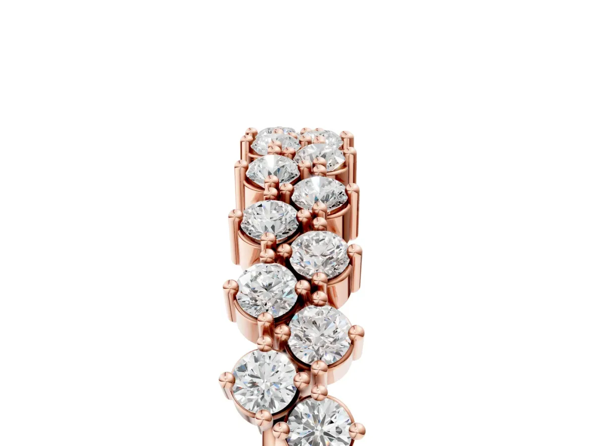 Round Diamond Prong Set Chevron Band Rose gold