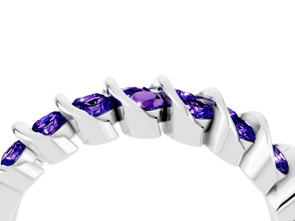 Channel Set Round Tanzanite Multi-Row Band White gold