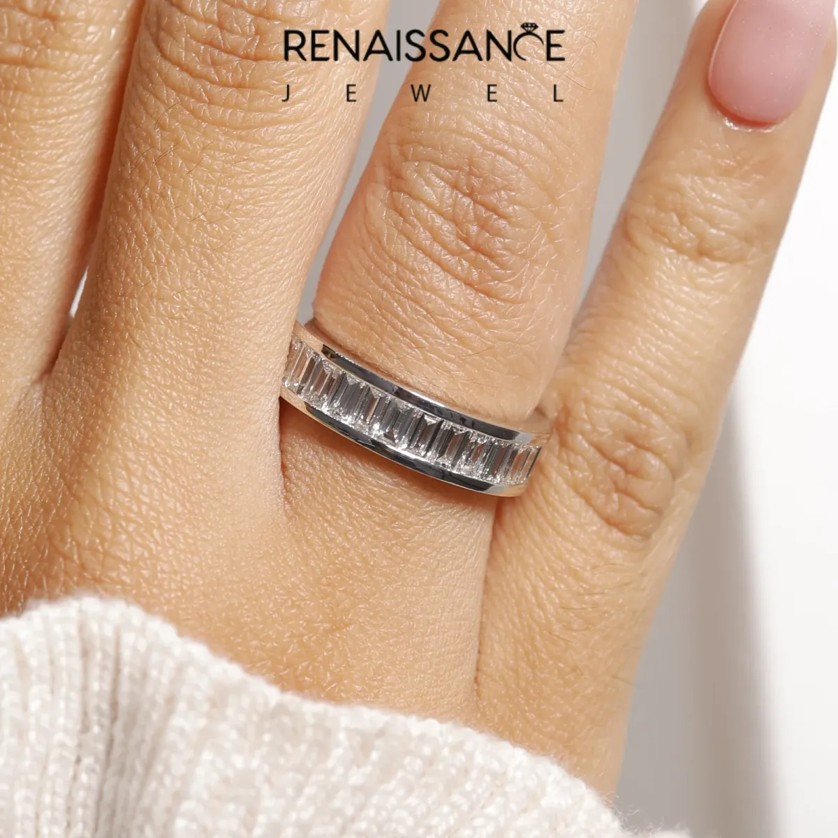 baguette Cut eternity band with channel set Silver