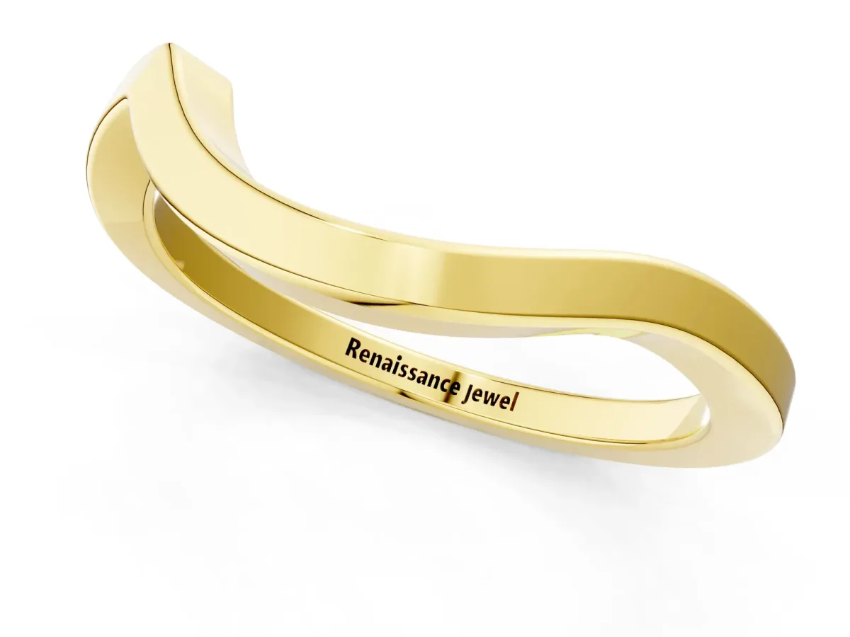 Chevron Curved Solitaire Band Yellow gold