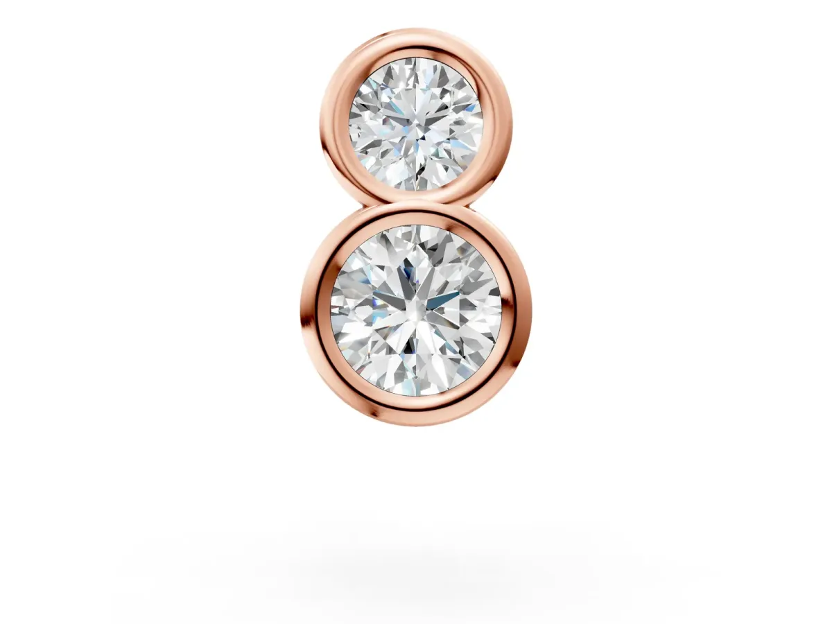 Round Diamond Duo Flatback Earring Rose gold
