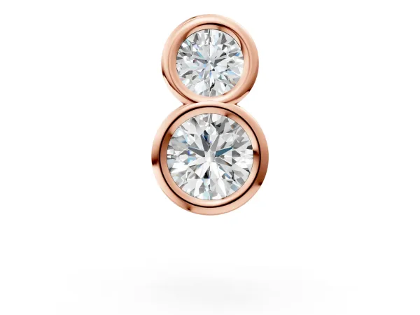 Round Diamond Duo Flatback Earring Rose gold