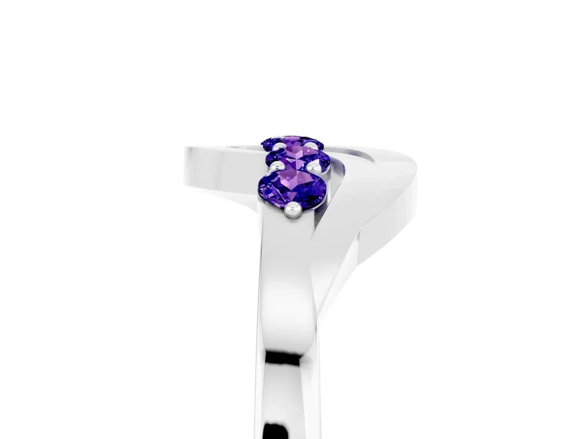 Five-Stone Round Tanzanite Crossover Band with Prong Setting Platinum