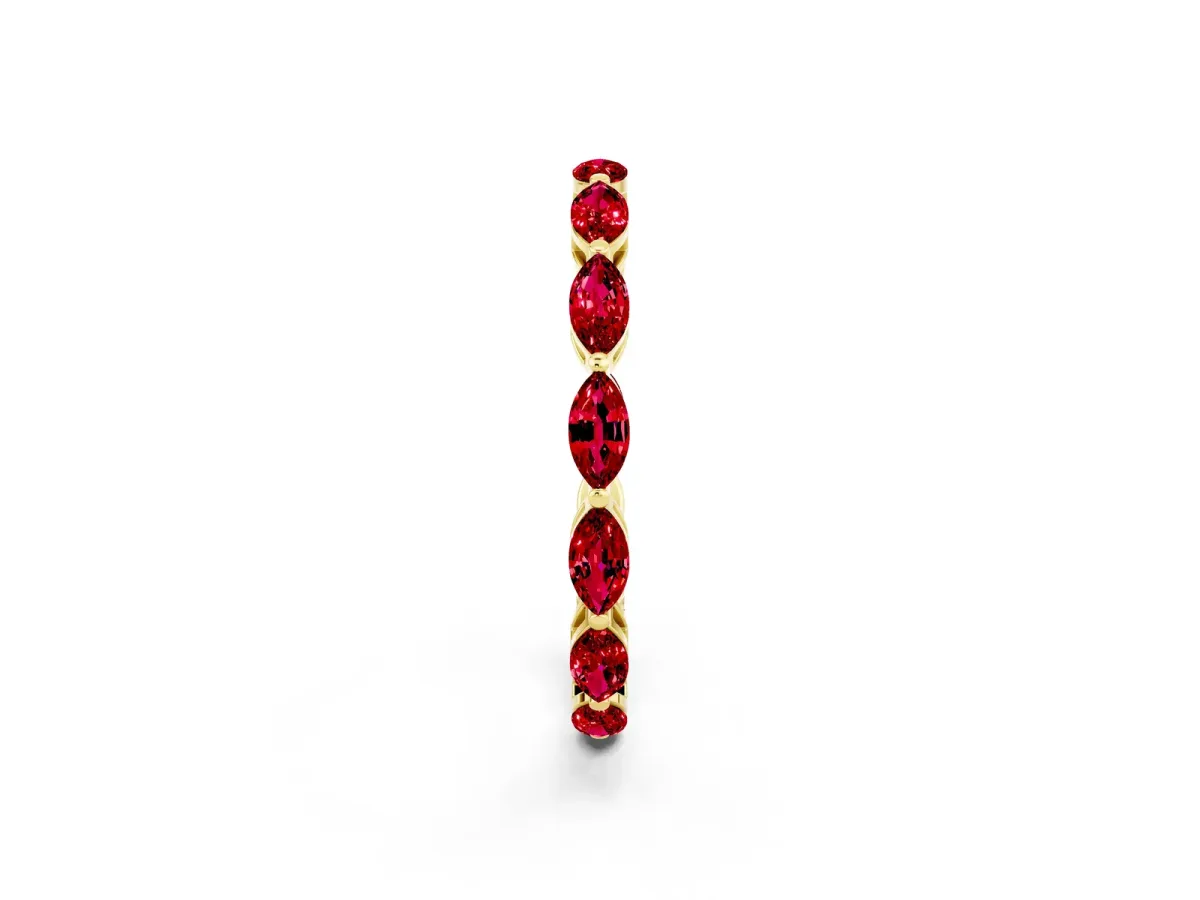 Marquise Ruby Eternity Band with U-Prong Setting Yellow gold