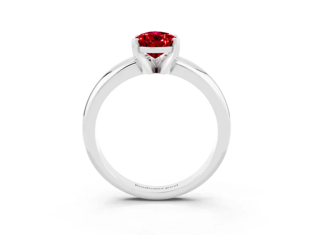 Round Garnet Leaf Eternity Band with Bezel Setting Platinum