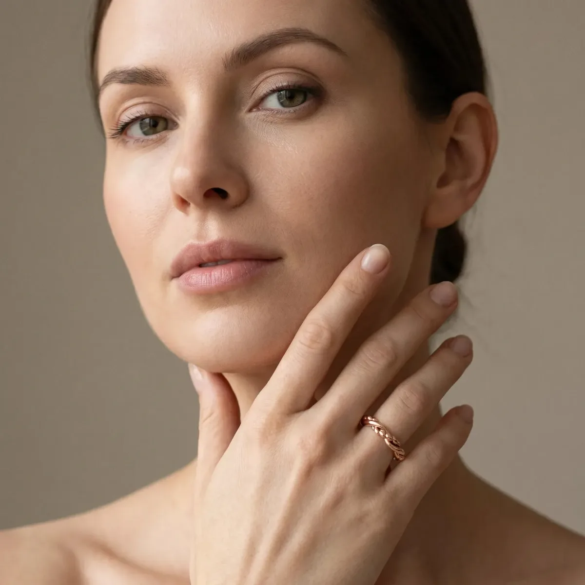 Twisted Rope Solitaire Band Rose gold