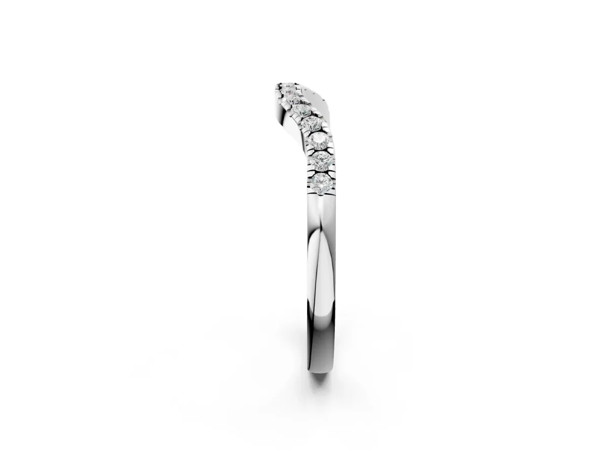Round Diamond Curved Pavé Wedding Band with U-Prong Setting Platinum