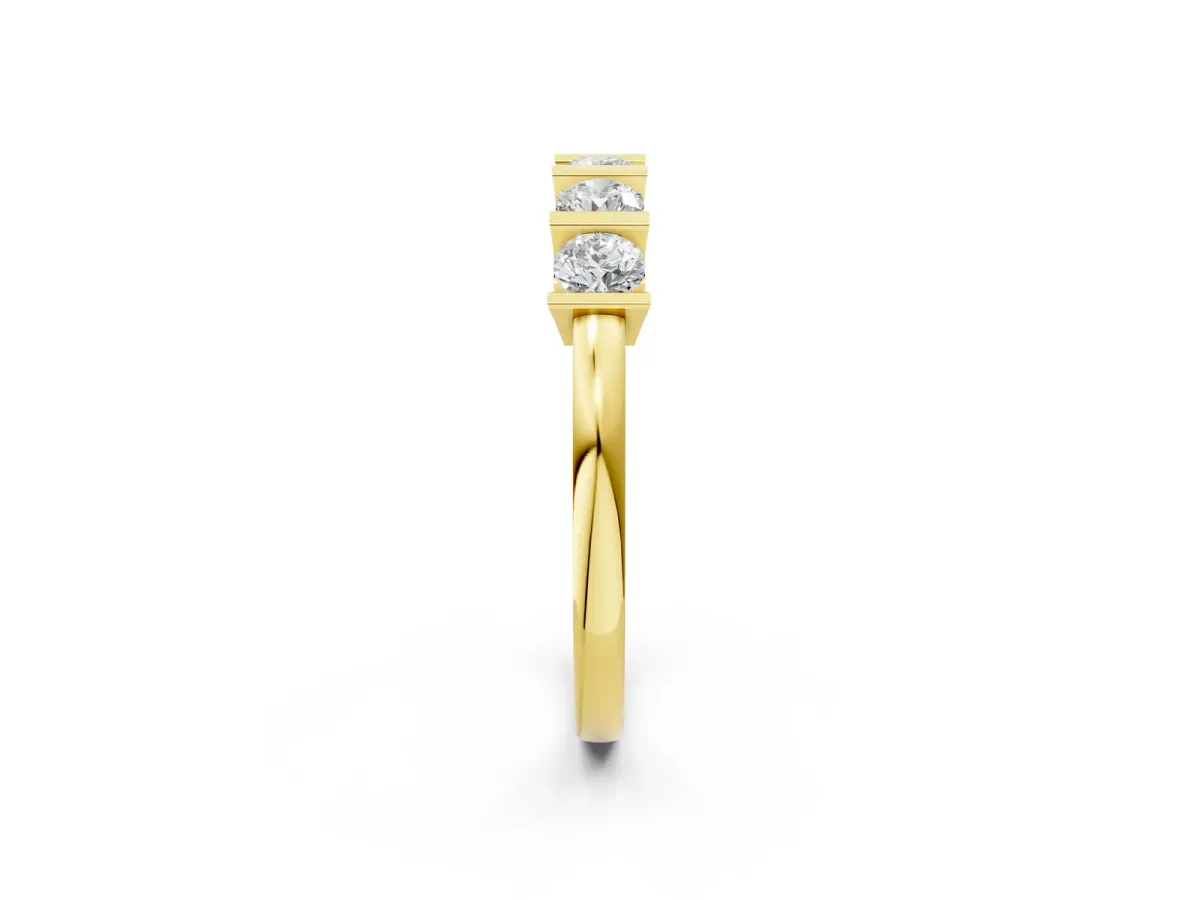 Channel-Set Round Diamond Five-Stone Band Yellow gold