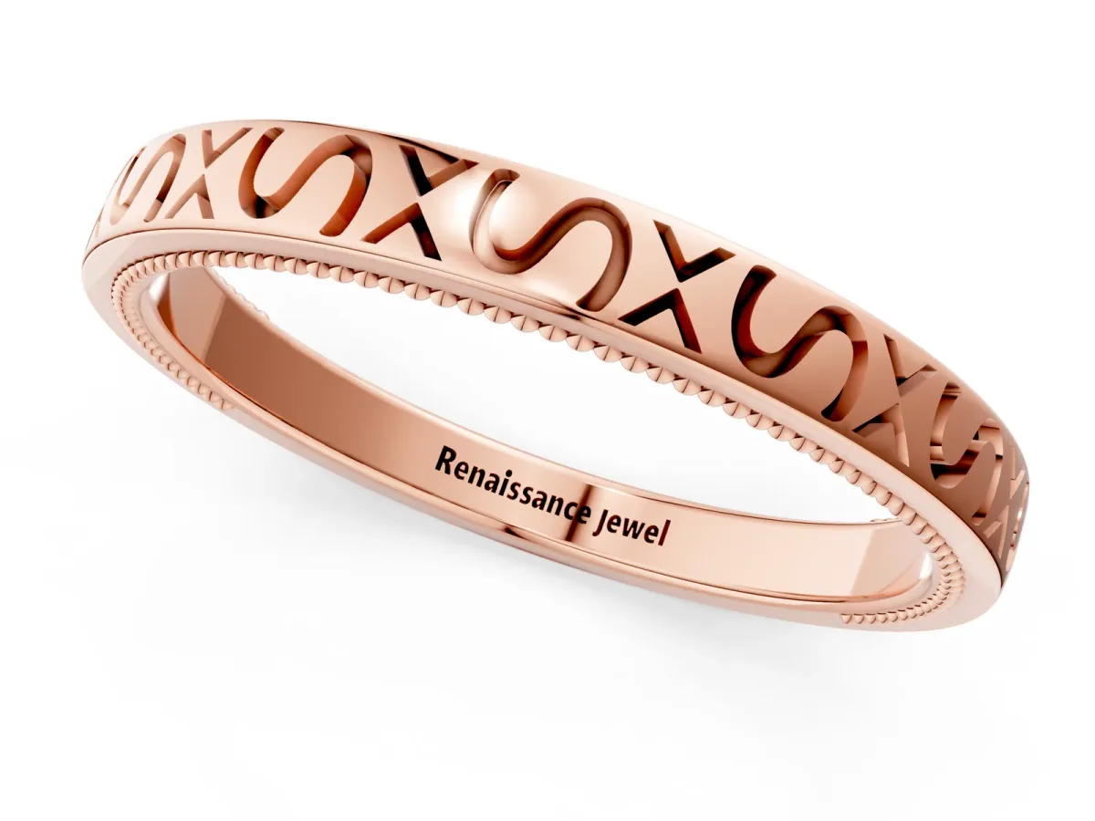 Vintage Engraved Milgrain Band Rose gold