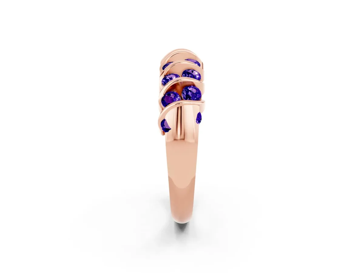 Channel Set Round Tanzanite Multi-Row Band Rose gold