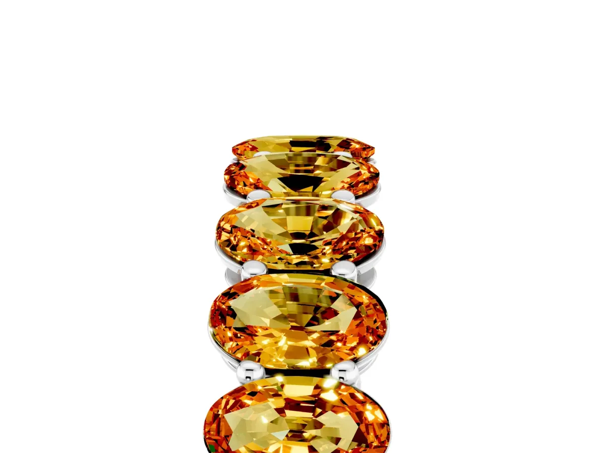 Oval Cut Citrine Eternity Band with Shared Prong Setting Silver