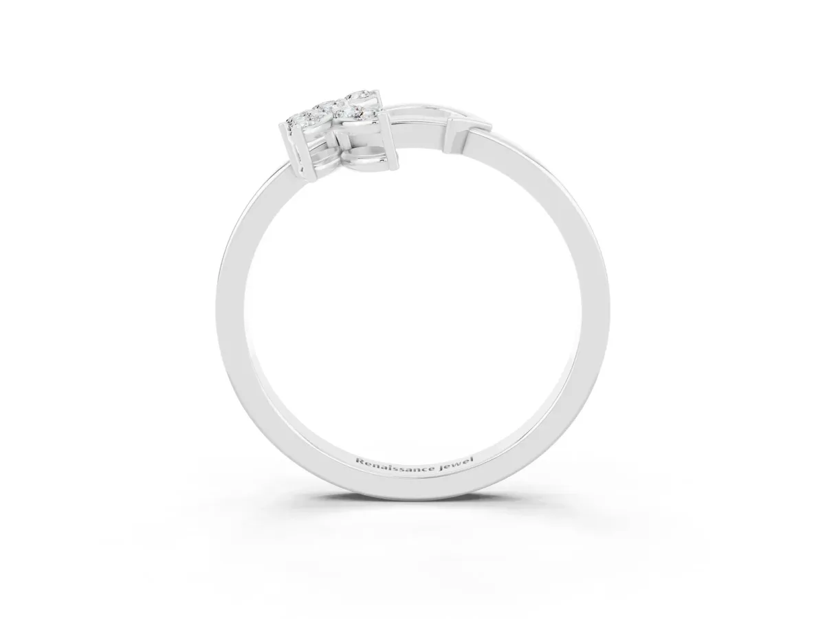 Marquise Moissanite Cluster Bypass Ring with Prong Setting Silver
