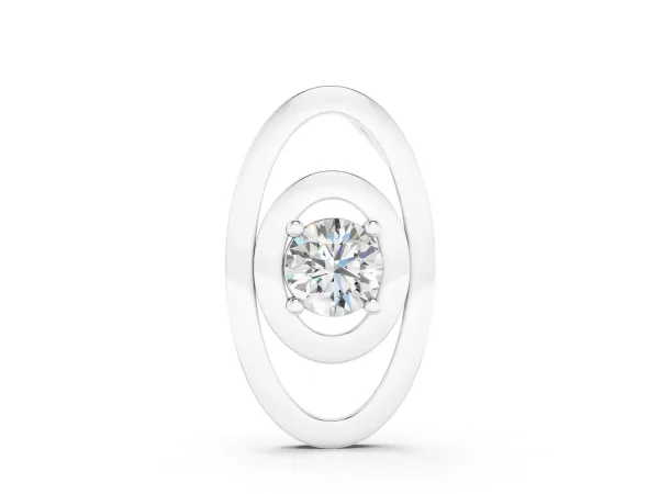 Round Diamond Bezel Set Pendant with Double Halo Silver