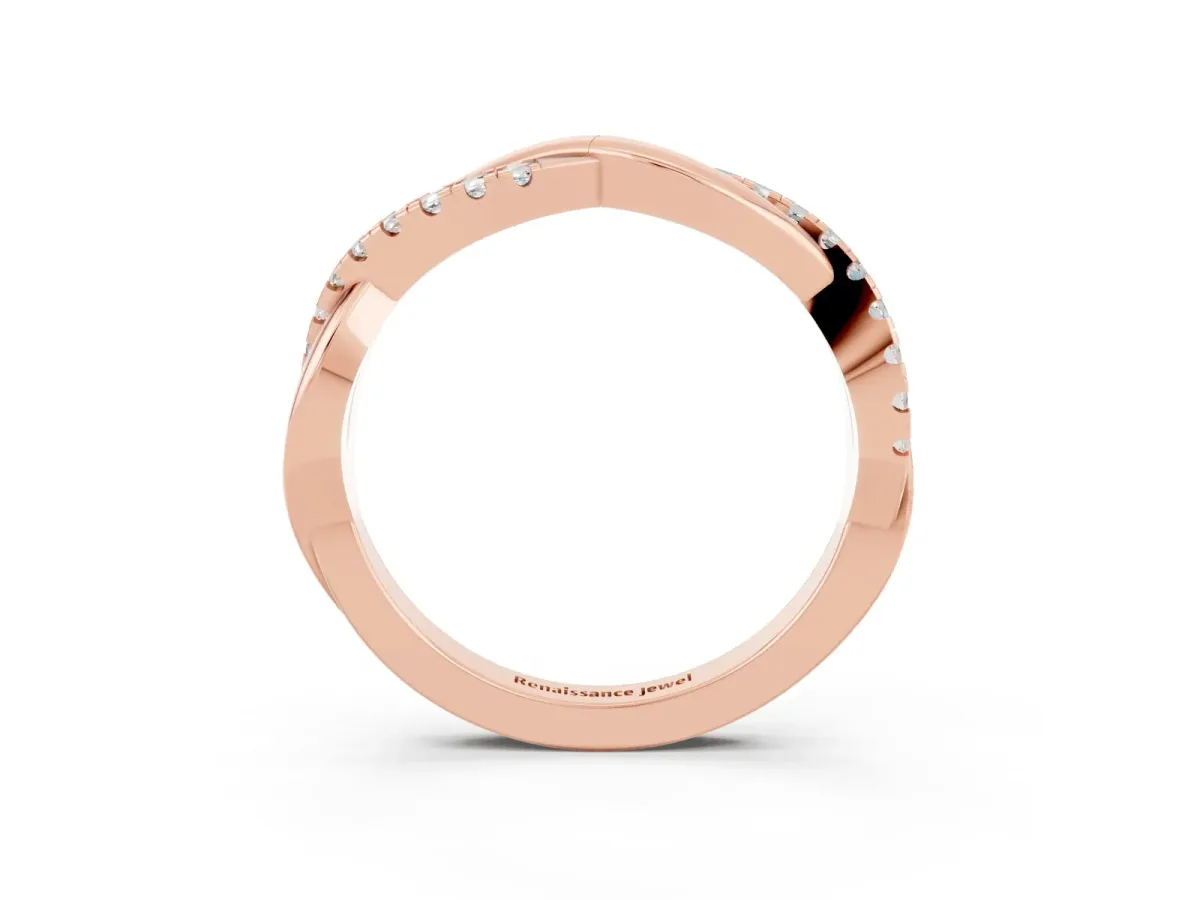 Round Moissanite Twisted Infinity Band with Prong Setting Rose gold