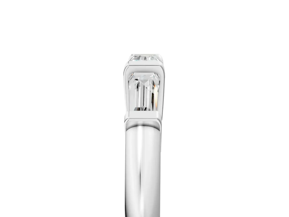 Three-Stone Baguette Cut Channel Set Diamond Band Silver