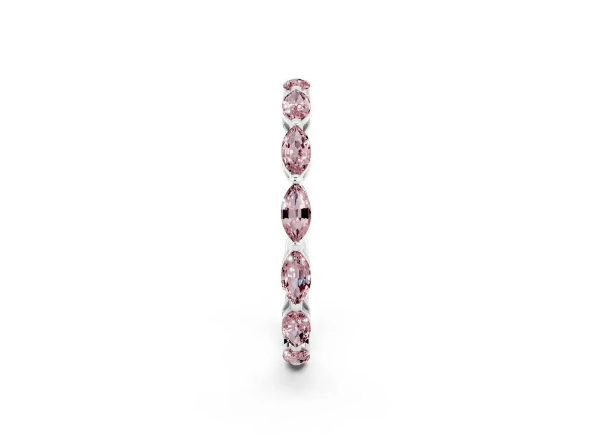 Marquise Morganite Eternity Band with U-Prong Setting Silver
