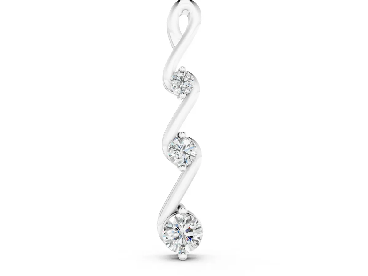 Three-Stone Round Brilliant Prong Set Pendant White gold