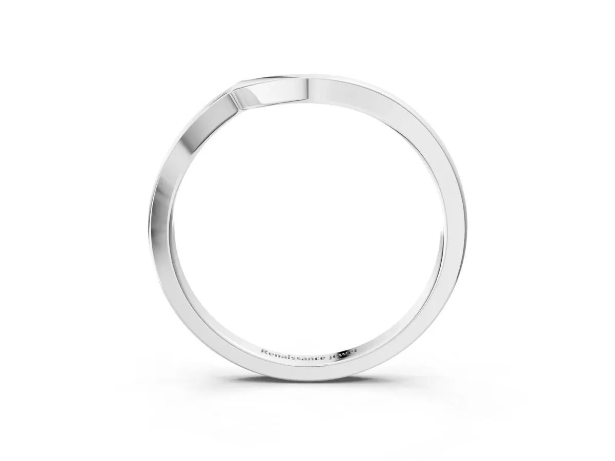 Curved Solitaire Band with Round Stone Setting Silver
