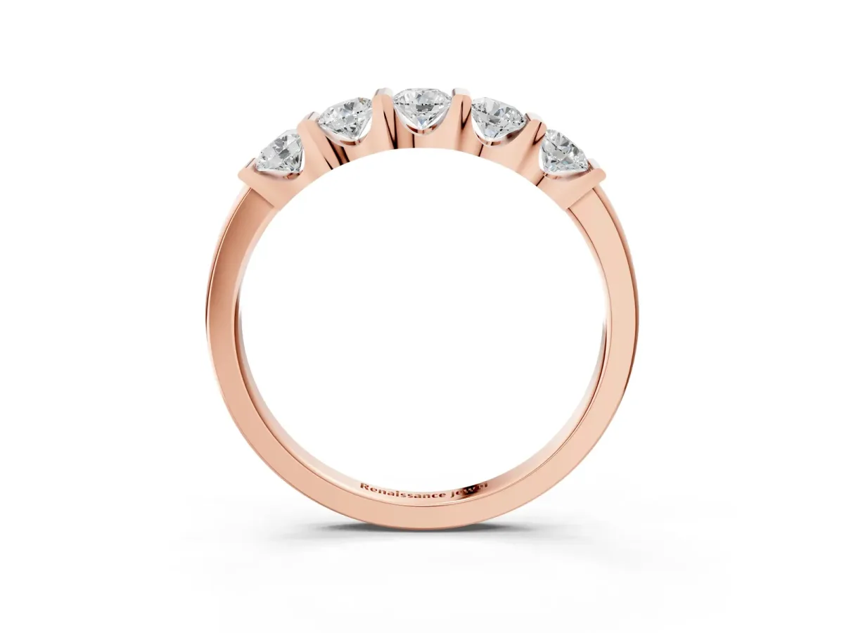 Channel-Set Round Diamond Five-Stone Band Rose gold