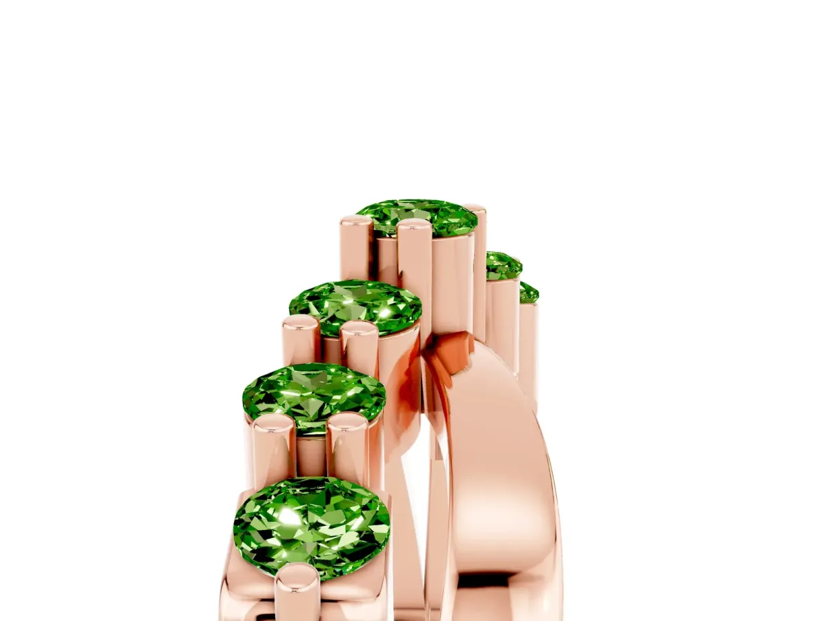 Round Peridot Prong-Set Crossover Band Rose gold
