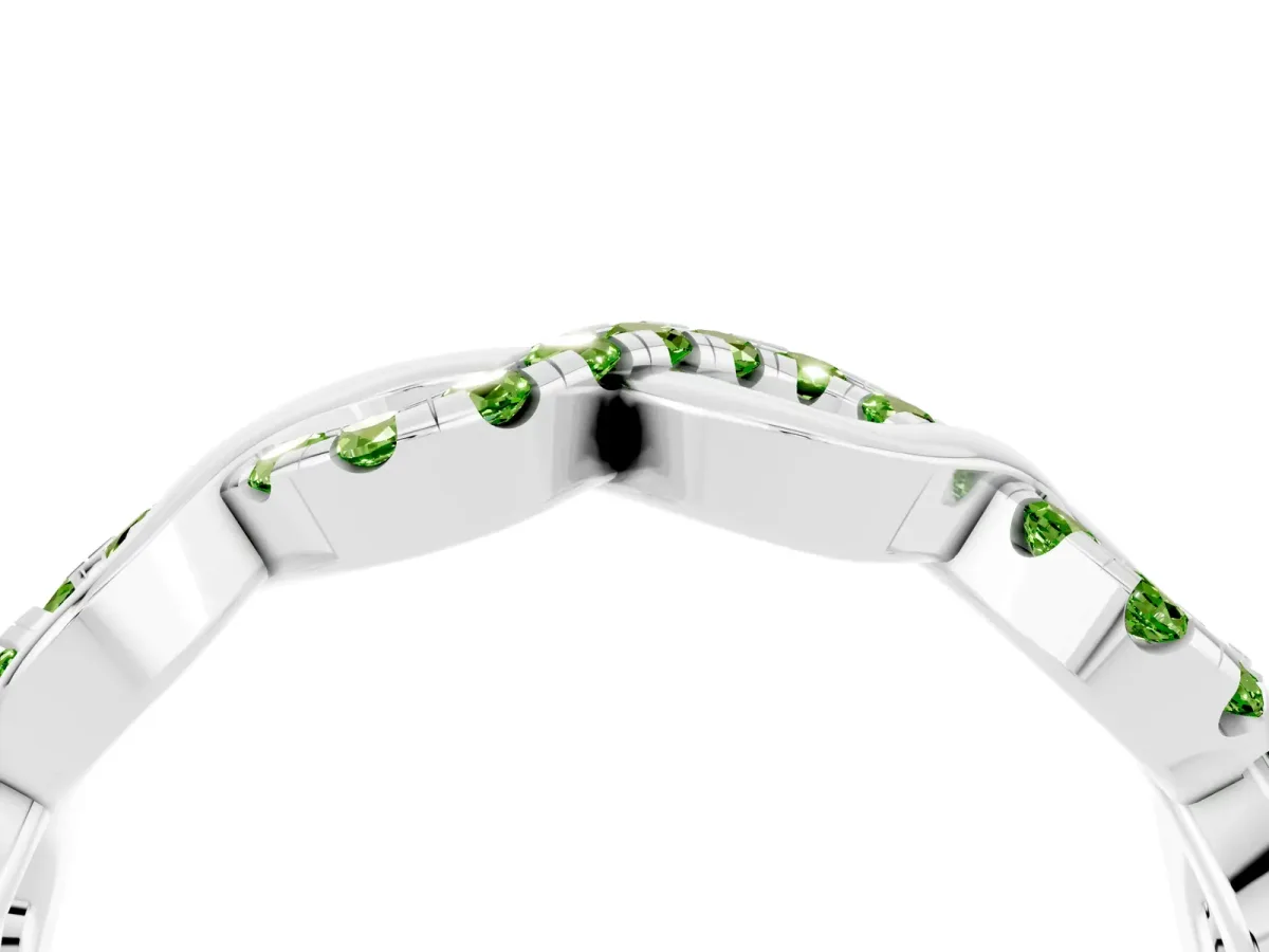 Twist Infinity Round Peridot Band with Pavé Setting Silver